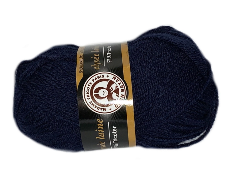 włóczka madame tricote paris o nazwie elysee laine kolor 019 granatowy