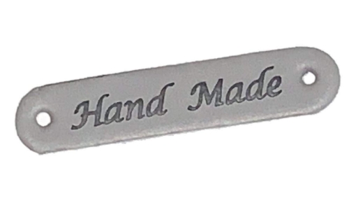 Zawieszka metka skórzana HAND MADE ( 4636 ) kolor szary