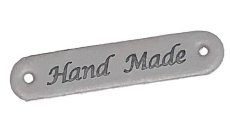 Zawieszka metka skórzana HAND MADE ( 4636 ) kolor szary