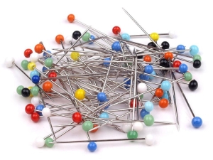 Szpilki ze szklaną kolorową główką 0,75 x 50 mm (50szt)