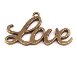 Zawieszka metalowa LOVE ( 1 szt ) Złote