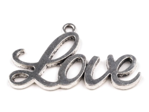 Zawieszka metalowa LOVE ( 1 szt ) Srebrna