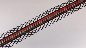 Wstążka ażurowa z elanobawełny wz.37/2/25 szkocka kratka (1mb)