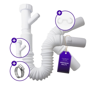 Syfon z elastycznym wężem do umywalki pralki 32 mm