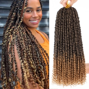 Włosy syntetyczne doczepiane kręcone brązowe cieniowane.