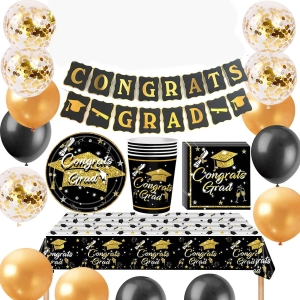 Zestaw stołowy papierowy na ukończenie szkoły.