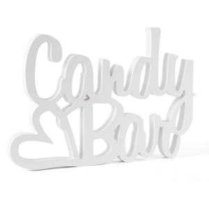 Drewniany napis na stół Candy Bar Słodki stół Napis BIAŁY