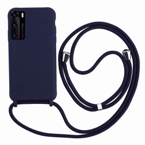 Etui Huawei P40 Lite Nova 7I 6SE na szyję i smyczą miękki silikon niebieski