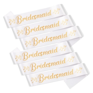 Szarfa Wieczór Panieński Bridesmaid Biała Złote napisy ( 6 szt )