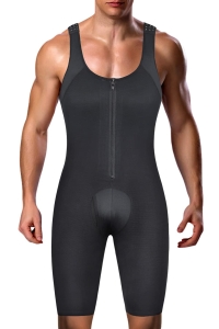 Męska bielizna body wyszczuplające czarne 6XL zamek