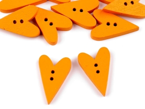 Guziki drewniane Stoklasa serduszka żółte 10 szt.