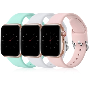 Zestaw 3 bransoletek Wepro Aqua White Pink Apple Watch iWatch 9-1 SE Ultra