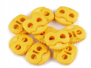 Stopery 20 x 20 mm z dwiema dziurkami 10szt. żółty 28