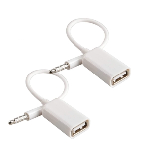 KABEL ADAPTER mini JACK 3,5mm AUX NA USB Oxsubor BIAŁY (2szt)