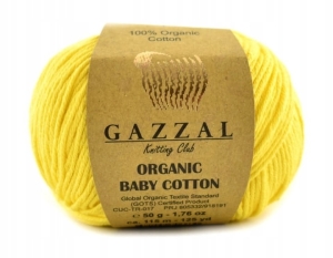 Włóczka Gazzal Organic Baby Cotton 420 żółta 50 g
