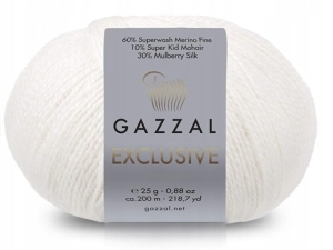 Włóczka Exclusive Gazzal z jedwabiem kolor 9909 ecru