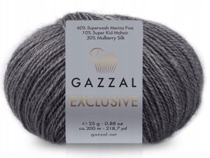 Włóczka Exclusive Gazzal z jedwabiem kolor 9908 szary