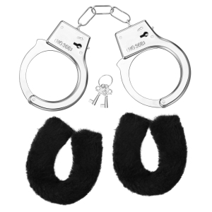 Kajdanki pluszowe na wieczór panieński PartyPal czarne Kajdanki metalowe