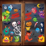 Naklejki na szybę HALLOWEEN kolorowe potwory okien sklepowych 12 plansz