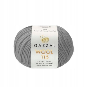 Włóczka 100% wełna GAZZAl WOOL 115 - 3304 j.popiel
