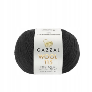 Włóczka 100% wełna GAZZAl WOOL 115 - 3307 czarny