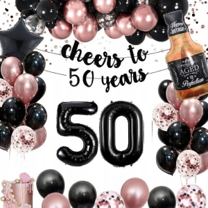 Balony Girlanda Papierowa 50 Urodziny Cyfra 50 Kurtyna Dekoracja