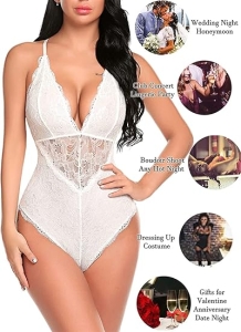 Bielizna Seksowna seksowne body z głębokim dekoltem bielizna erotyczna M
