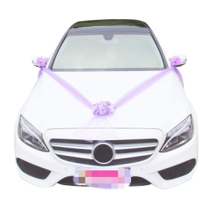 DEKORACJA ŚLUBNA DO SAMOCHODU NA ŚLUB WESELE AUTO OZDOBY DEKORACJE Fiolet