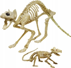 Dekoracje szkieletu kota i szczura na Halloween rekwizyt upiorne