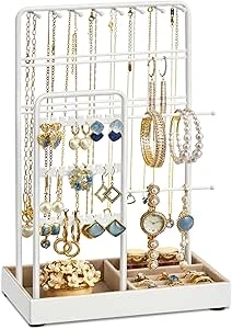 Stojak na biżuterię aksamitna tacka na naszyjniki, bransoletki, kolczyki