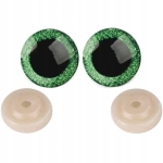 Oczka do maskotek / lalek na zacisk kształt okrągły 25 mm zielone (2szt)
