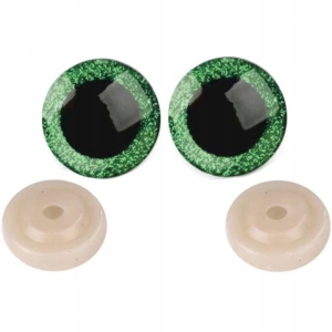 Oczka do maskotek / lalek na zacisk kształt okrągły 25 mm zielone (2szt)