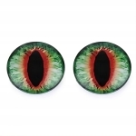 Oczka do maskotek lalek do przyklejenia kształt fi 25 mm zielono-czerw. 2 szt.