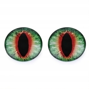 Oczka do maskotek lalek do przyklejenia kształt fi 25 mm zielono-czerw. 2 szt.