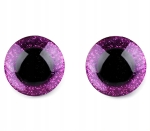 Oczka do maskotek / lalek na zacisk kształt okrągły 25 mm fioletowy 2 szt.