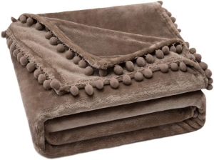 Koc flanelowy aksamitny gruby miękki ciepły 150 x 200 brązowy