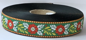 Krajka ludowa 25 mm ( 1 mb ) Zielona Jodła