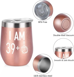 Kubek 350 ml Kubek termiczny ze stali nierdzewnej 40 urodziny