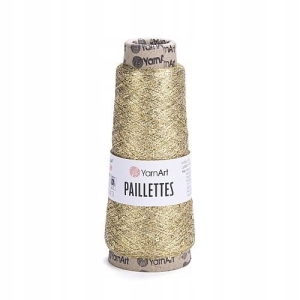 Włóczka kordonek nici YarnArt Paillettes 8002 złoty