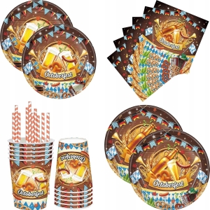 Zastawa stołowa jednorazowa na Oktoberfest talerze kubki serwetki 50 sztuk