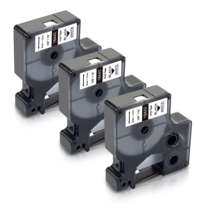 Taśma do drukarek etykiet DYMO RHINO 9mm x 5,5m czarny na białym 18443 3szt