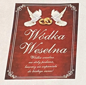 etykiety samoprzylepne na alkohol Wódkę Weselną 25szt Gołębie wzór nr 5