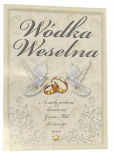 etykiety samoprzylepne na alkohol Wódkę Weselną 25szt Gołębie wzór nr 1