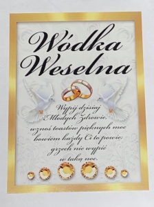 etykiety samoprzylepne na alkohol Wódkę Weselną 25szt Gołębie wzór nr 9