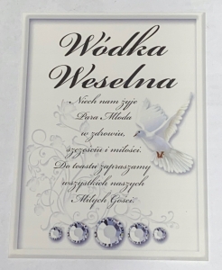 etykiety samoprzylepne na alkohol Wódkę Weselną 25szt Gołąb wzór nr 8