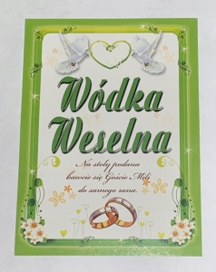 etykiety samoprzylepne na alkohol Wódkę Weselną 25szt Gołębie wzór nr 7
