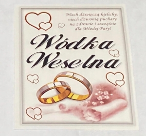 etykiety samoprzylepne na alkohol Wódkę Weselną 25szt Serca wzór nr 4 Bordo