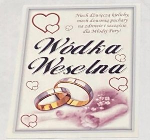 etykiety samoprzylepne na alkohol Wódkę Weselną 25szt Serca wzór 3 Fiolet