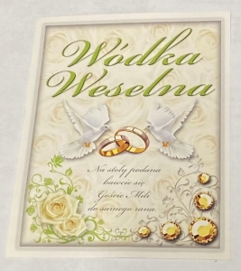 etykiety samoprzylepne na alkohol Wódkę Weselną 25szt gołębie wzór 2