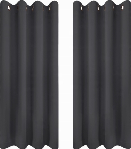 ZASŁONY GOTOWE GŁADKIE 117 x 137 cm NA PRZELOTKACH szare (2szt.)